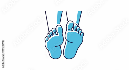 Simple illustration of two bright blue feet with toes clearly defined