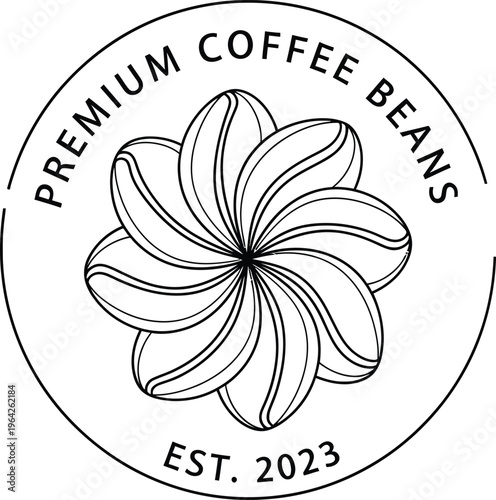 Premium coffee beans logo a floral design with establishment year