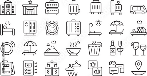 Collection of hotel and travel service icons