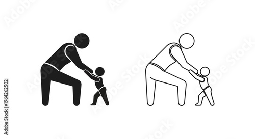 Father and child playing tug of war Vector