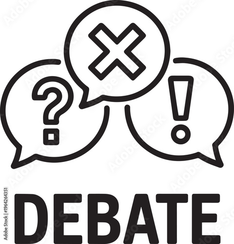 Conceptual Icon Represents Debate And Discussion With Symbols