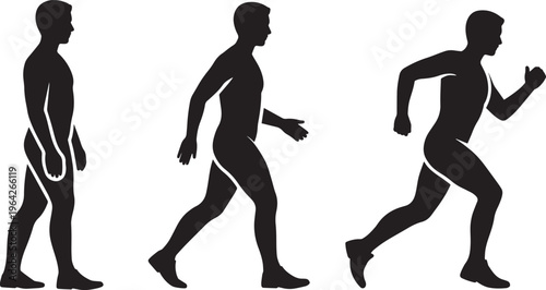 Male Silhouette Progression From Standing To Running