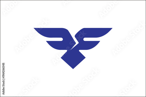 Abstract Blue Geometric Eagle Bird Logo