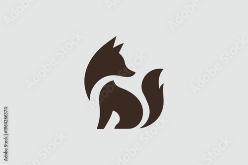 Stylized Brown Fox Silhouette Logo