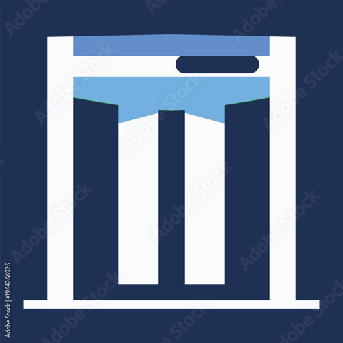 Tall blue rectangular package with opening top illustration