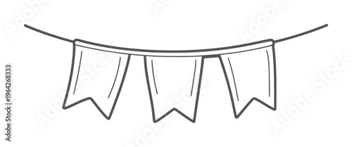 Hand drawn bunting flags a string decoration celebration