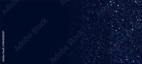 Digital technology background. Digital data dots blue pattern pixel background