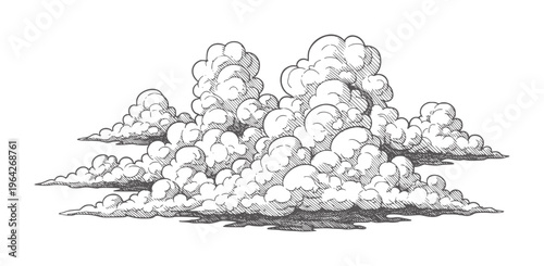 Of cumulus clouds with hatching shading