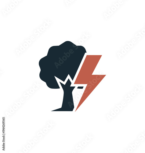 Tree struck by lightning vector illustration on black background