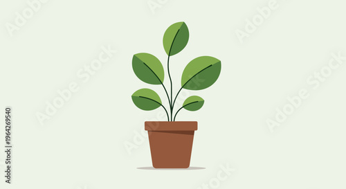 Potted Plant Icon – Green Indoor Houseplant Vector Illustration