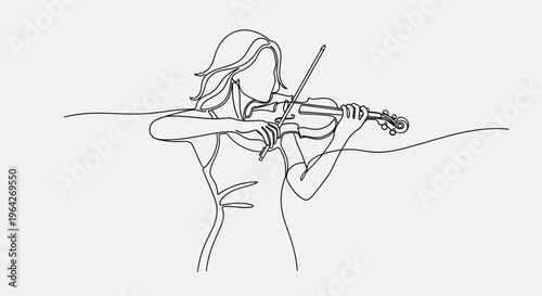 Violin Player Outline Illustration – Woman Playing Music Vector Design
