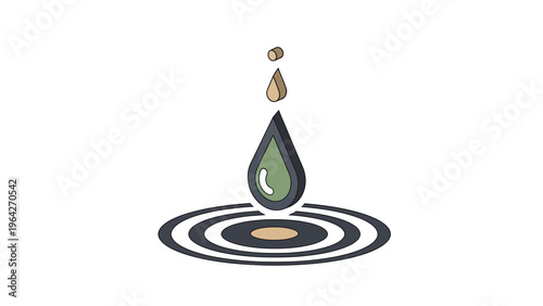 A 3d abstract illustration of a blue water drop hitting the center of a red dartboard symbol as a concept for business marketing success and an accurate goal target.