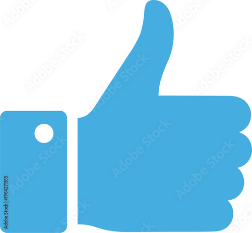 Thumbs up icon, approval symbol, social media like, positive feedback, agreement gesture, endorsement design, support concept, flat vector illustration, digital communication, success graphic