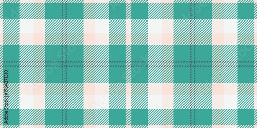 Sixties plaid background tartan, robe pattern texture seamless. Cyan vector textile check fabric in teal and light colors.