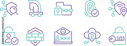 Icons representing various technology and security features in modern systems
