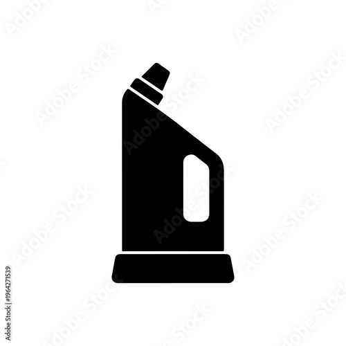 Black silhouette of a toilet cleaner bottle angled neck and base flat minimal design Vector illustration