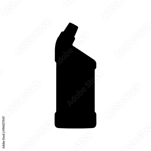 Black silhouette of a toilet cleaner bottle curved neck clear simple flat design Vector illustration