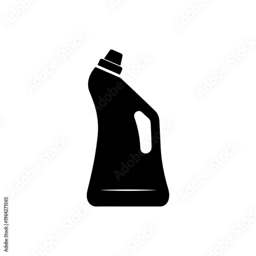 Black silhouette of a toilet cleaner bottle with angled neck simple flat shape Vector illustration
