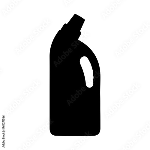 Black silhouette of a toilet cleaner bottle with curved neck recognizable flat style Vector illustration