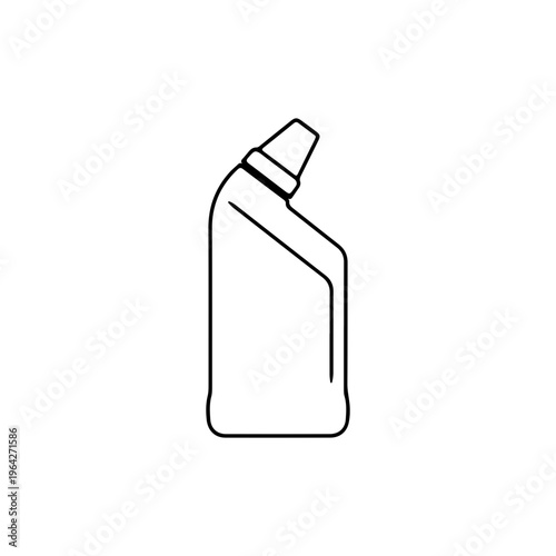 Minimal black outline of a toilet cleaner bottle with curved neck simple style Vector illustration