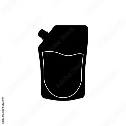 Minimal black silhouette of a hand wash refill pouch soft flexible shape design Vector illustration