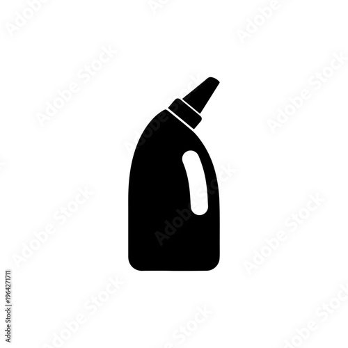 Solid silhouette of bleach bottle with angled spout simple cleaning form Vector illustration