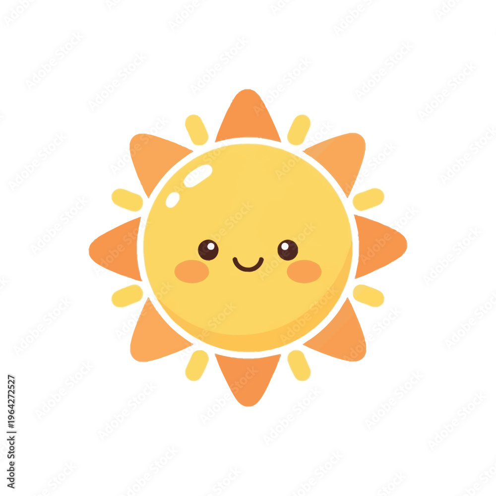 Obraz premium Smiling Cartoon Sun Face Closeup.