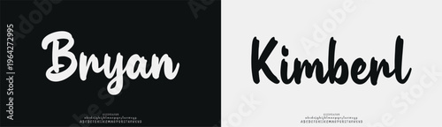 Bryan Kimberl, Script beauty luxury font alphabet logo. Typography beautiful fashion elegant classic letters serif italic fonts decorative wedding vintage blossom logos. vector illustration
