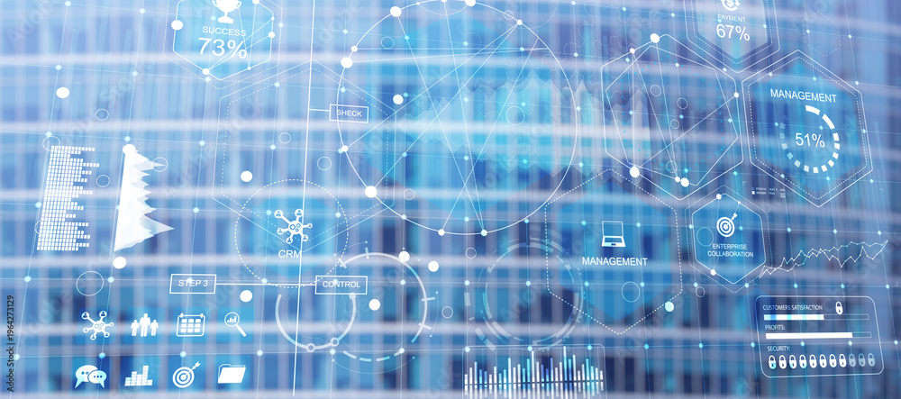 Fototapeta premium Digital business analytics concept showing management efficiency and performance tracking