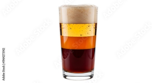 Glass of layered beer drink.