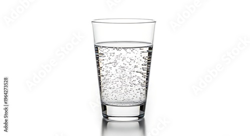 Glass of Sparkling Water on White.