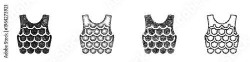 Sketch scale armor icon design set
