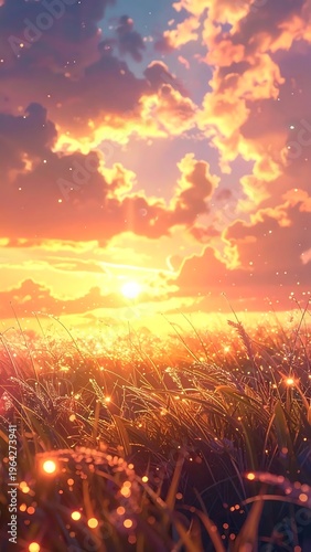 Golden Hour Meadow - A Serene Landscape Painting.