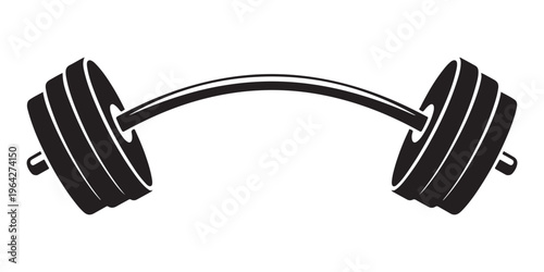 Heavy barbell weightlifting silhouette icon