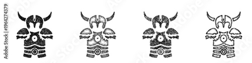 Sketch viking armor icon design set