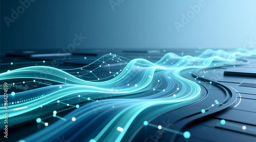 Abstract visualization of dynamic energy streams across a futuristic network illustrating infrastructure for electric vehicle battery ecosystem and smart systems