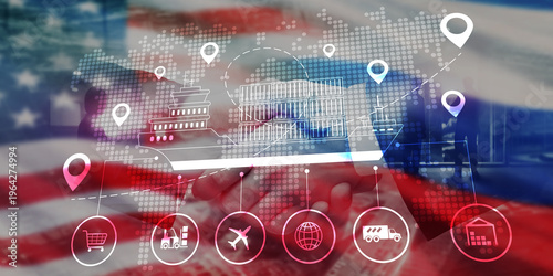 Принти на полотні US Russia Economic Standoff and Investment Risk Outlook