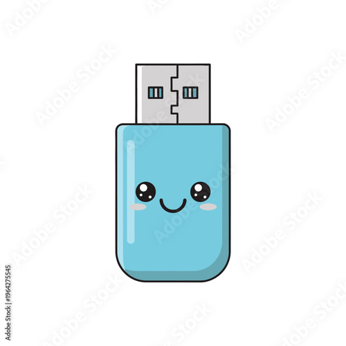 Smiling Blue USB Flash Drive Device.