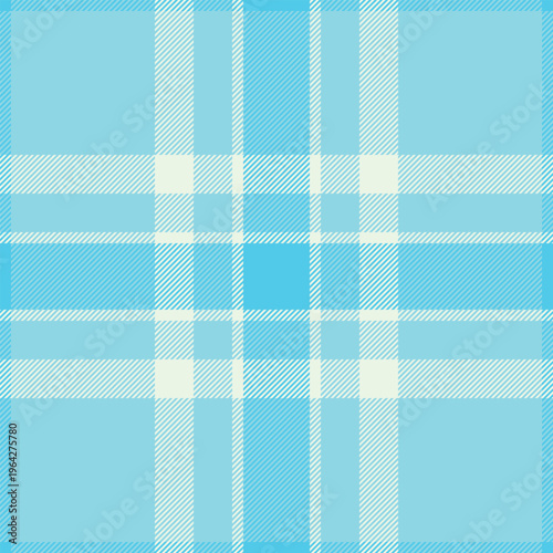 Comfortable vector fabric plaid, international textile background texture. Domestic pattern tartan seamless check in cyan and light colors.