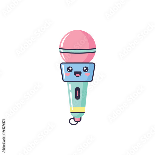 Cartoon Microphone with Smiling Face.