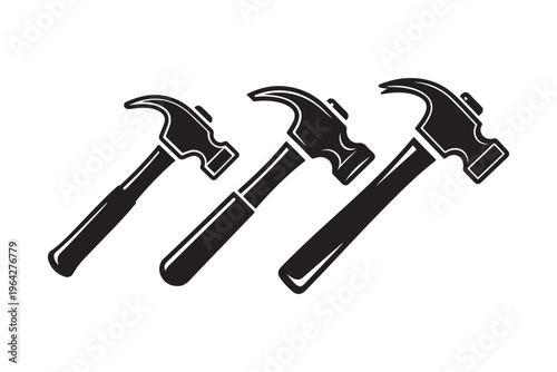 Labor day icon with three hammers symbolizing workers and laborers