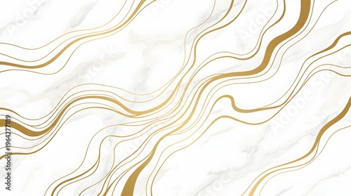 A white background with wavy gold and gray lines