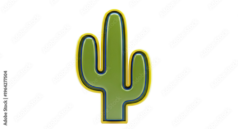 Fototapeta premium 3D Cartoon Cactus Icon