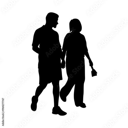 silhouette of a couple vector. vector silhouette graphic of a couple walking together while holding hands