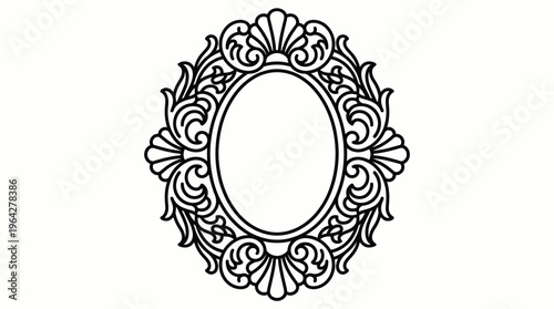 Stylized decorative oval border for elegant designs showcasing classic ornamental flourishes and vintage appeal