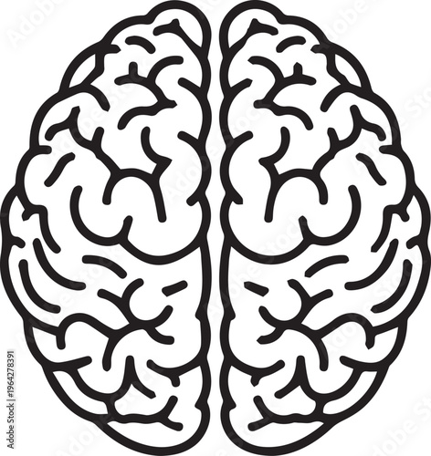 Black Outlined Icon of human brain