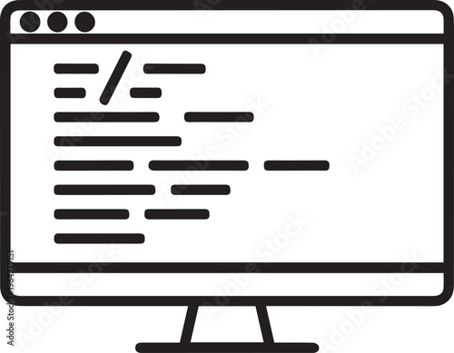 Black Outlined Icon of desktop