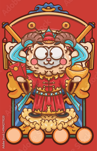 Hand-drawn cartoon sheep year illustration poster material
