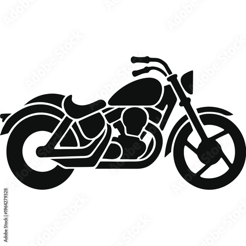 Vintage cruiser motorcycle silhouette vector, classic chopper motorbike icon, black heavy bike graphic for biker club logos and garage decals