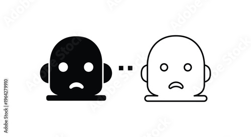 Black and white faces with sad expressions Vector